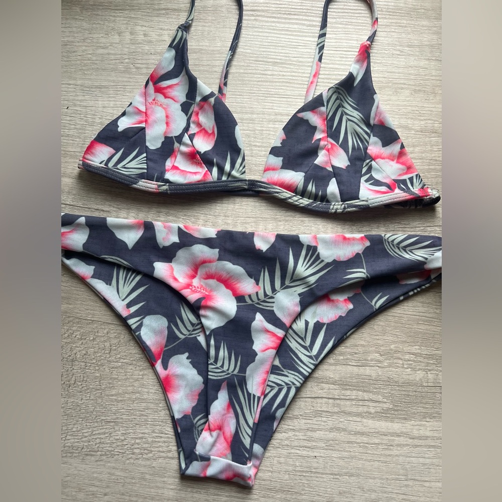 Stone Fox Swim Floral Bikini - Pink and Gray